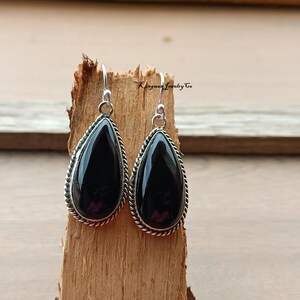 Black Onyx Earrings, 925 Sterling Silver Earring, Handmade Earring, Gemstone Earring, Dangle Earrings, Black Onyx Jewelry Gift For Her
