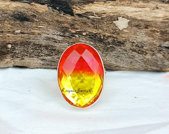 Multicolor Tourmaline Ring: 925 Sterling Silver Band