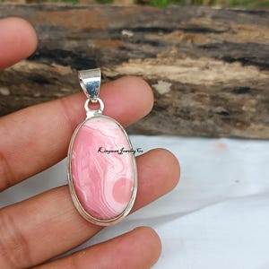 Pingente de Rodocrosita, Pingente de Prata Esterlina 925, Pingente Feminino, Joia de Casamento, Joia de Rodocrosita, Presente de Natal, Colar de Rodocrosita
