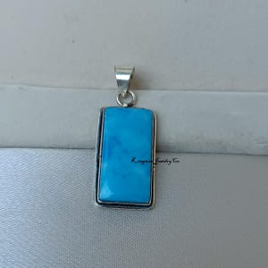 Turquoise statement-hangerketting: handgemaakt 925 sterlingzilver