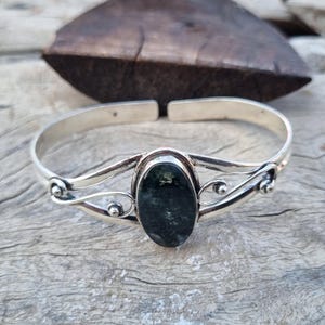 Natural Moss Agate Bangle, Handmade Bangle, 925 Sterling Silver Bangle, Statement Bangle, Silver Jewelry , Moss Agate Jewelry, Gifts For Her