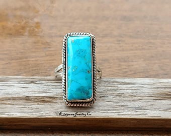 Turquoise Sterling Silver Band Ring: 925 Silver Jewelry