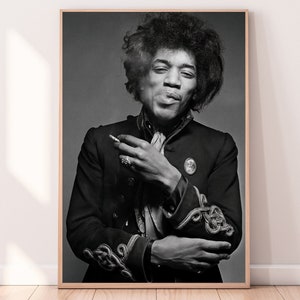 Jimi Hendrix Black and White Photo Poster | Jimi Hendrix Photo Poster | Jimi Hendrix Wall Art | Rock Legend Music Wall Decoration