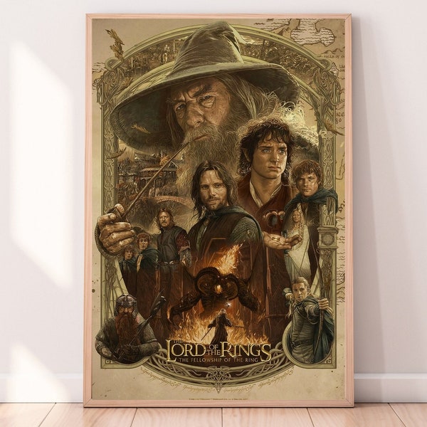 The Lord of The Rings Poster | LOTR Fellowship of The Ring Wall Art | Lord of The Rings Gandalf Frodo Legolas Aragorn Gimli Poster