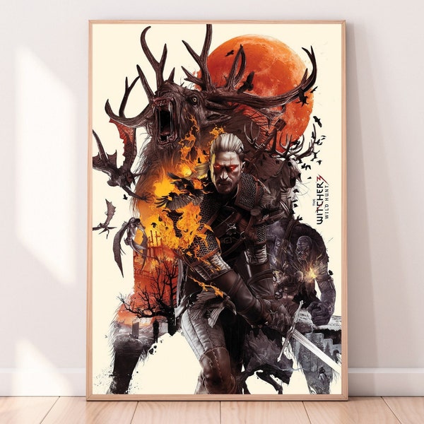 The Witcher 3 : Wild Hunt Poster - The Witcher 3 Poster - Wild Hunt Poster - Geralt Poster - Gamer Poster - Game Room Poster