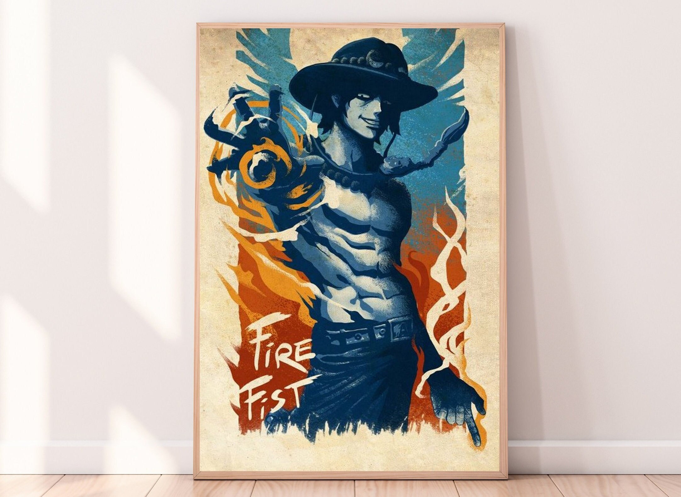 5 Panels MANGA ANIME Fire Fist Ace Poster Canvas PRINT Gift 