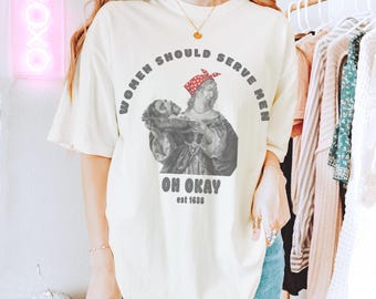 ヴィンテージアートを再解釈したTシャツ｜歴史的なガールボス・エナジーTシャツ｜面白い美術史グラフィックTシャツ｜フェミニストユーモアユニセックスTシャツ