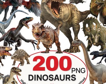 Jurassic Dinosaur Clipart PNG Bundle | Premium Dino T-Rex | Transparent PNG Files |  Cricut | Sublimation | DIY Crafts | Instant Download