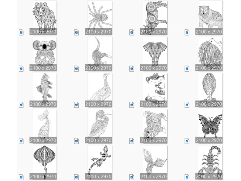 Mandala Animal Coloring Pages: 105 Printable Zen Art Sheets (PDF & JPG ...