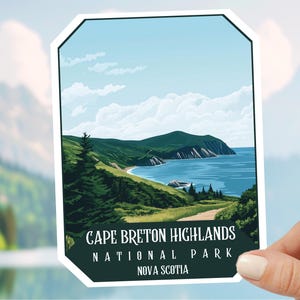 Adesivo do Parque Nacional Cape Breton Highlands, Canadá Nova Escócia, Ártico ADESIVO IMPRESSO Adesivo de viagem, acampamento, lembrança de viagem, vida selvagem