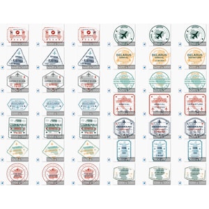 European Travel Stamps: SVG PNG Clipart (Digital Download) image 3