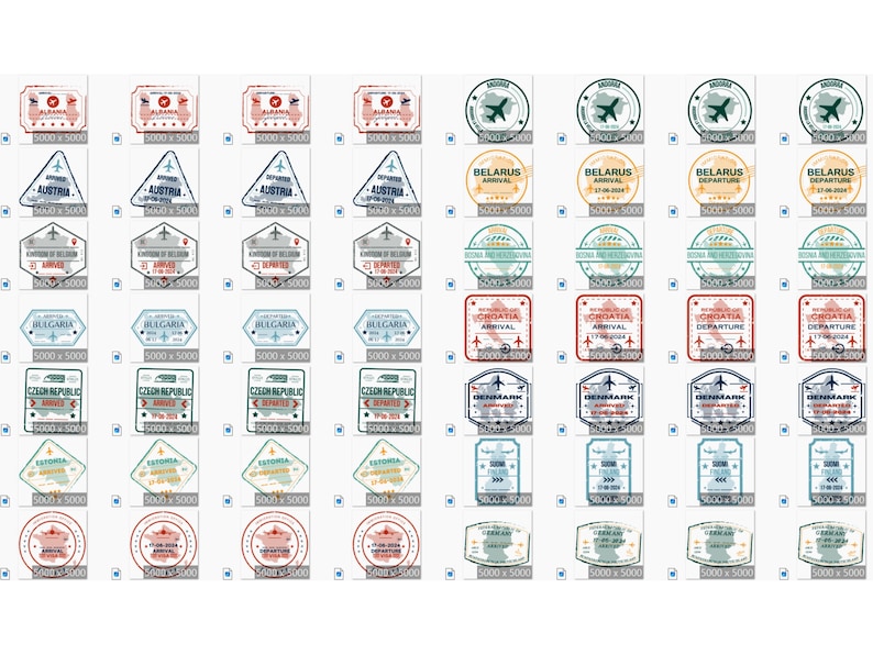 European Travel Stamps: SVG PNG Clipart (Digital Download) image 3