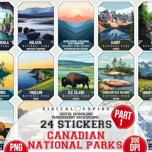 Kanadische Nationalparks: Teil 1 PNG Aufkleber Sammlung, Kanadisches Urlaubsziel Aufkleber, Clipart Printable, Wandkunst