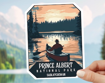 Prince Albert National Park PRINTED Sticker, Waskesiu Lake Saskatchewan Canada, Canoe Camping & Hiking Travel Vinyl Decal