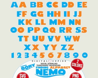 Finding Nemo Alphabet Font SVG PNG | Nemo-Themed Letters, Numbers | Finding Dory Font Clipart Printable | Nemo Birthday Decor, Kids Parties