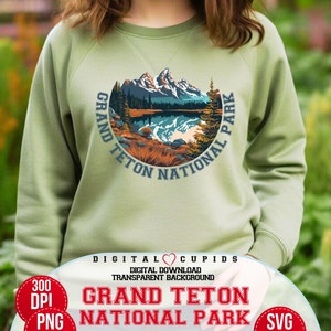 Grand Teton Nationalpark T-Shirt Sublimationsdruck Clipart | Hochwertige digitale Grafiken für Bekleidungswaren, Grand Teton SVG-PNG Cliparts