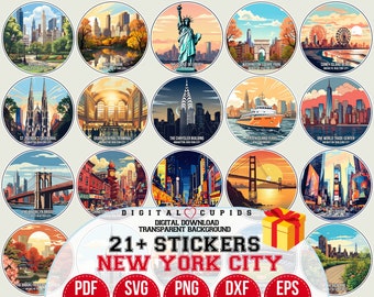 NYC Landmark Stickers Collection: New York Travel Gift (Digital Download)