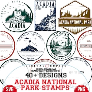 アカディア国立公園 SVG & PNG | 旅行スタンプ クリップアート | パスポート ステッカー | アメリカの象徴的な場所の印刷可能なアート | 観光デザイン コレクション