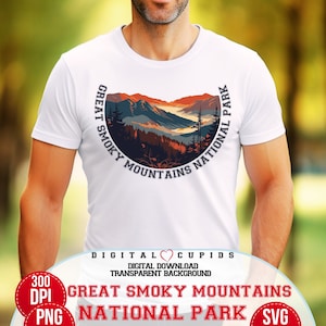 Great Smoky Mountains National Park T-Shirt Sublimation Clipart, Great Smoky Mountains High-Quality Digital Graphics Apparel Tshirt Design