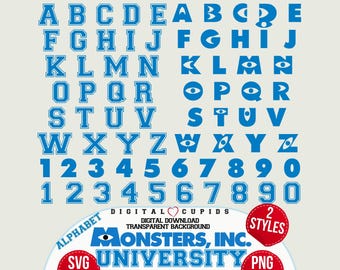 Monsters University Incorporated at Work Alphabet Font Collection SVG PNG | Monsters-inspired Letters, Numbers | Font Clipart Printables