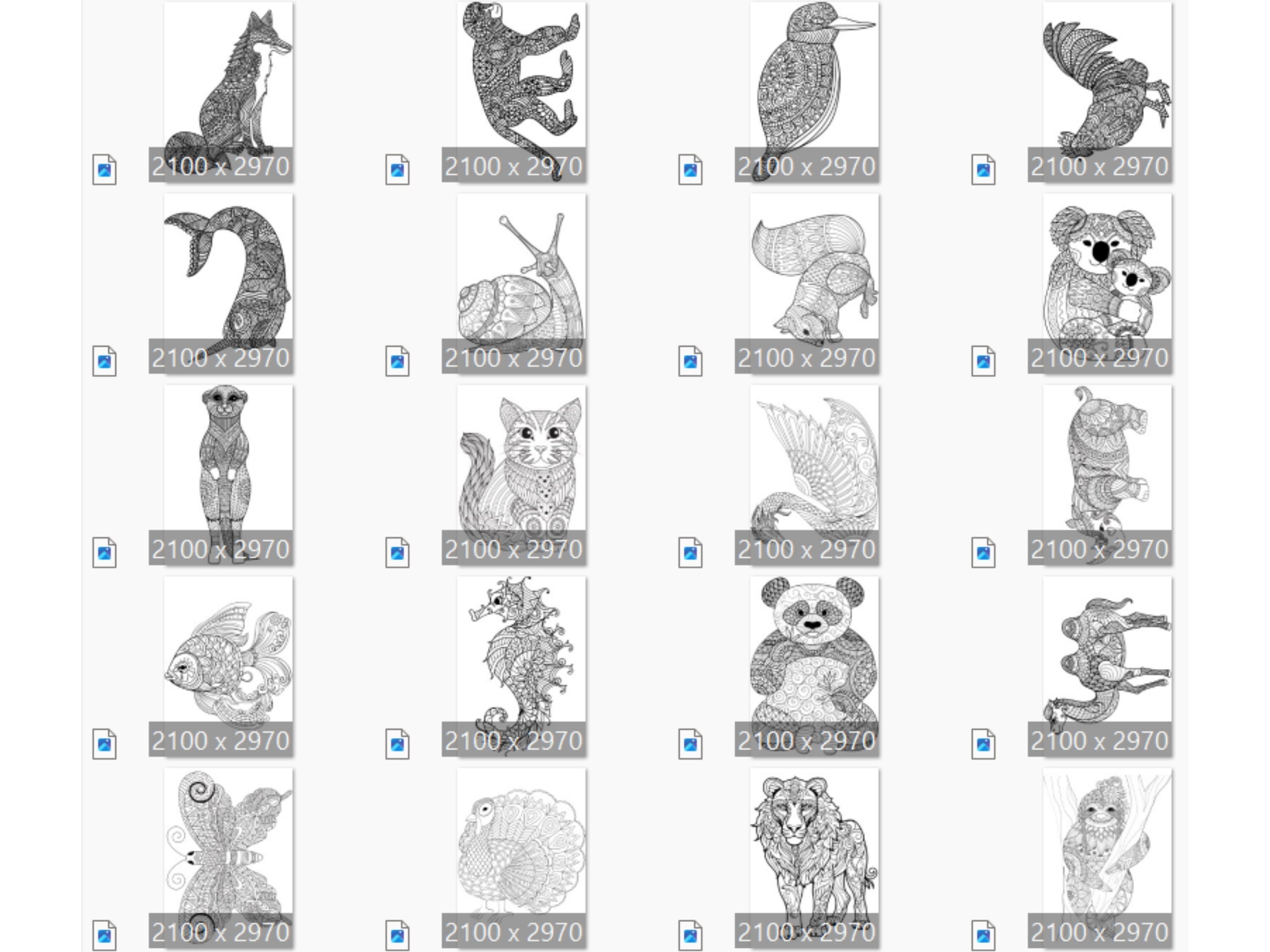 Mandala Animal Coloring Pages: 105 Printable Zen Art Sheets (PDF & JPG ...