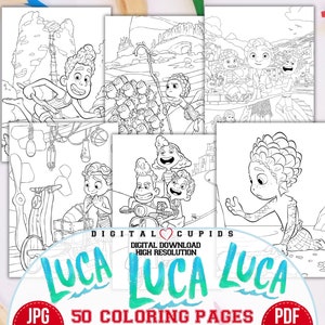 Kolorowanki z filmu Luca JPG i PDF | Ilustracje Luca | Kreatywna aktywność dla dzieci | Gotowe do druku - Rozmiar A4, Arkusze do rysowania z motywem Luca PDF