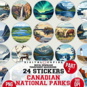 Collection des parcs nationaux du Canada : partie 2 I PNG autocollants, décalcomanies d'art tourisme destination de voyage canadienne, clipart imprimable, nature en plein air