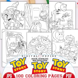 Toy Story 100 Malvorlagen PDF JPG | Kinder Malbuch | Spaß Zeichnung Aktivitäten | Druckbare Größe A4 | Vervollkommnen Sie für Geburtstage kreatives Spiel