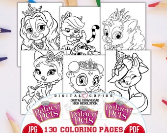 Palace Pets Coloring Book: 130 Princess Drawings (PDF & JPG)
