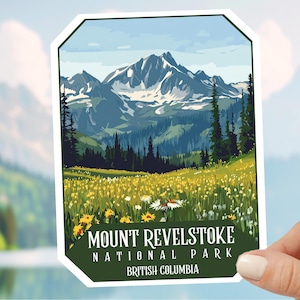 Adesivo do Parque Nacional Mount Revelstoke, Colúmbia Britânica, Canadá Wilderness, Adesivo de viagem IMPRESSO, Adesivo de lembrança de viagem de acampamento