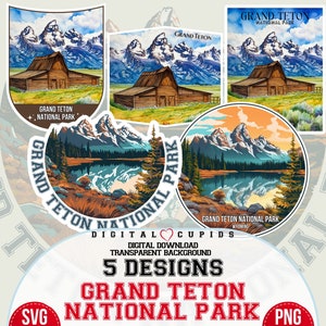Grand Teton National Park PNG Aufklebersammlung I Grand Teton Reise-Aufkleber SVG Art Bundle, USA Grand Teton Traveler Collection Pack