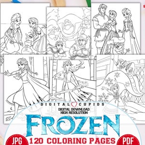Dibujos para colorear de Frozen, dibujos animados de Elsa y Anna, libro para colorear, dibujos para colorear de princesas de Frozen, páginas imprimibles, actividades para niños, PDF, jpg, Frozen