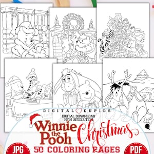Winnie Puuh und seine Freunde Weihnachten Malseiten I Winterausmalbilder I Winterausmalbilder I Weihnachten zum Ausmalen I Festliche Weihnachten Geschenkidee