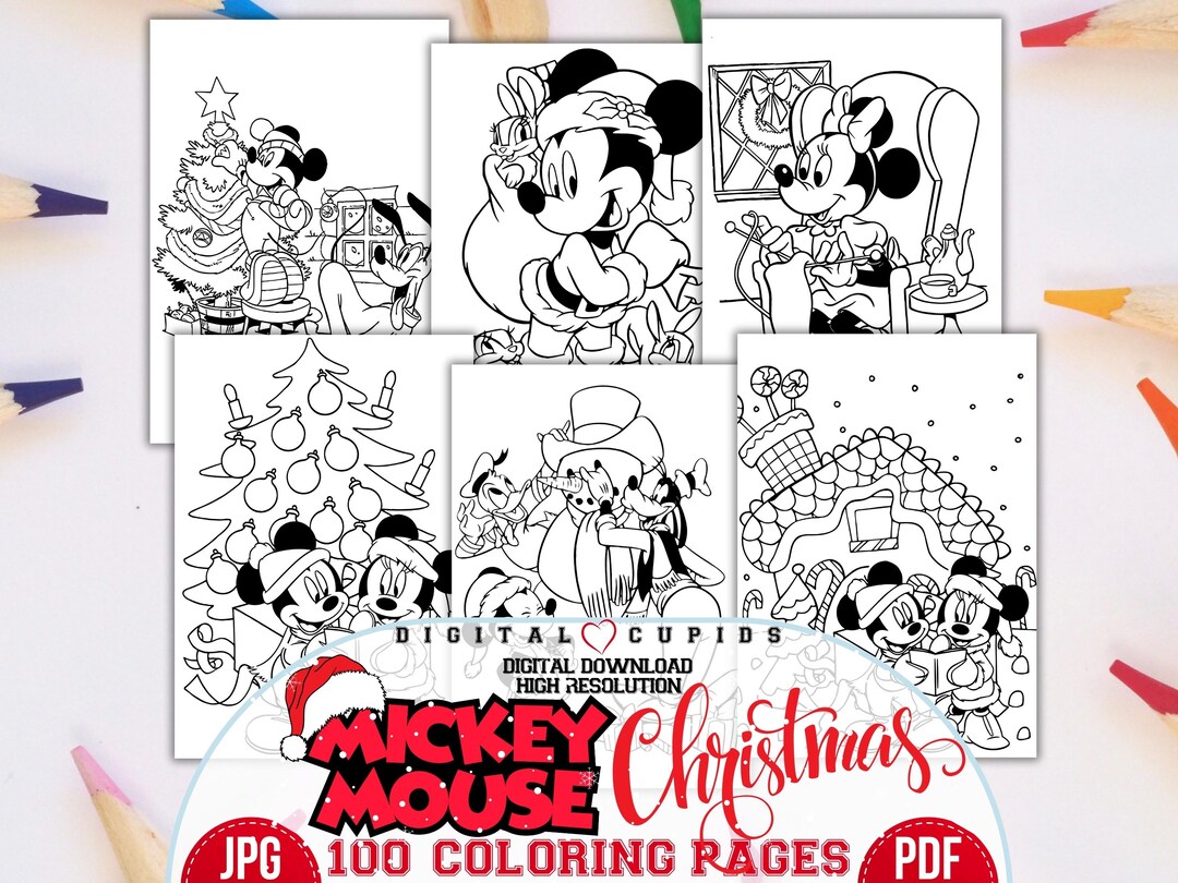 Mickey Mouse, Minnie Mouse Christmas Coloring Pages I Winter Holiday Activities Printable for Kids I Festive Xmas Coloring Sheets, Gift Idea - Etsy Japan