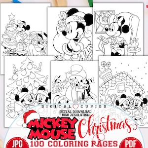 Micky Maus, Minnie Maus Weihnachten Malseiten I Ausmalseiten I Winterferien Aktivitäten für Kinder I Festliche Weihnachten Malvorlagen, Geschenkidee