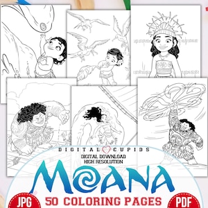 Páginas para colorear de Moana, imágenes prediseñadas de dibujos animados de la princesa Moana, páginas para colorear de la princesa Moana, páginas imprimibles para colorear, actividades para niños, PDF, Moana, JPG