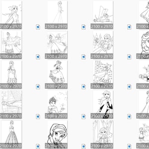 Pu&ograve; includere: Una raccolta di pagine da colorare in bianco e nero con varie scene del film d'animazione Frozen. Le pagine includono immagini di Elsa, Anna, Olaf e altri personaggi del film.