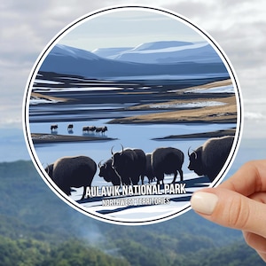 Adesivo do Parque Nacional de Aulavik, região selvagem dos Territórios do Noroeste, Parques Nacionais do Canadá ADESIVO IMPRESSO Decalque de viagem, acampamento, presente de viagem