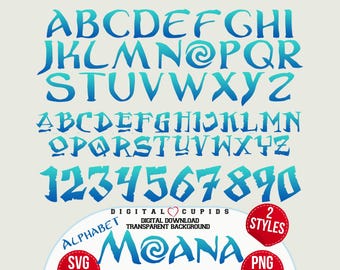 Moana Alphabet Font Collection SVG PNG | Vaiana Movie-inspired Letters, Numbers | Gradient Font Clipart Printables | Creative Typography SVG