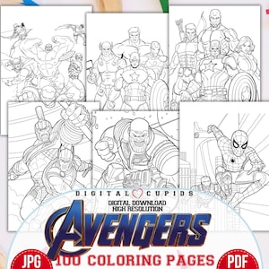 Avengers Malseiten PDF & JPG | Druckbares Superhelden Malbuch | Kinderaktivität | Superhelden A4 Malvorlagen I Geburtstagsgeschenk