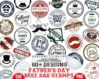 Super Dad Stamp Collection SVG PNG | Father's Day Stickers Set | Daddy's Day Clipart Design | Printable Gift Ideas | Ideal for T-Shirts, Mug