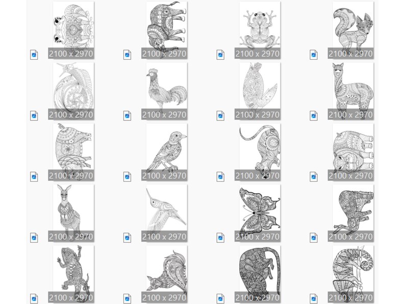 Mandala Animal Coloring Pages: 105 Printable Zen Art Sheets (PDF & JPG ...
