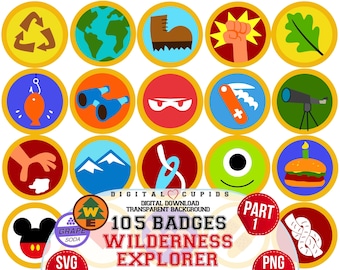 Wilderness Explorer Badges SVG PNG Bundle: 105 Patches Stickers (Digital Download)