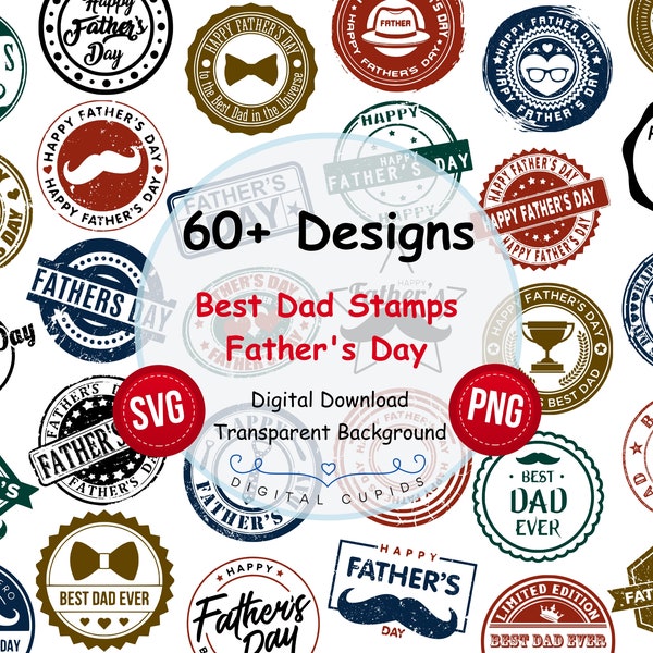 Super Dad Stamp Collection SVG PNG | Father's Day Stickers Set | Daddy's Day Clipart Design | Printable Gift Ideas | Ideal for T-Shirts, Mug