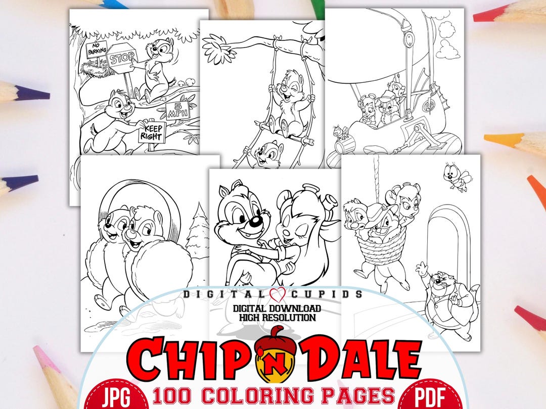 Chip 'n' Dale Coloring Pages PDF JPG I Chip and Dale Cartoon Coloring I ...