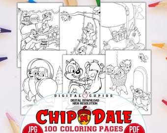 Chip 'n' Dale Coloring Pages: 105 Cartoon Designs (PDF, JPG)