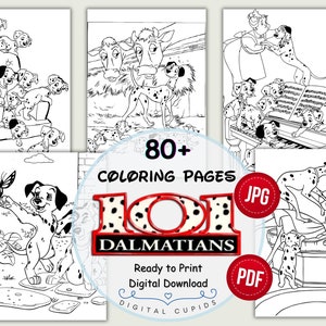 101 Dalmatians Coloring Pages JPG PDF I Printable Kids Activity I Detailed Dog Drawing I Creative Play Activity - Set of 83 | Ready to Print