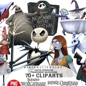 Nightmare Before Christmas PNG | Kid's Clipart I Skellington I Halloween Town Theme Party, Birthday Decor, Invitation, Stickers, Cake Topper
