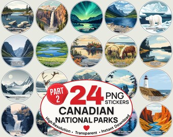Canadian National Parks PNG Bundle Part 2, 24 National Park Clipart Travel Stickers, Waterton Yoho Pacific Rim Canada