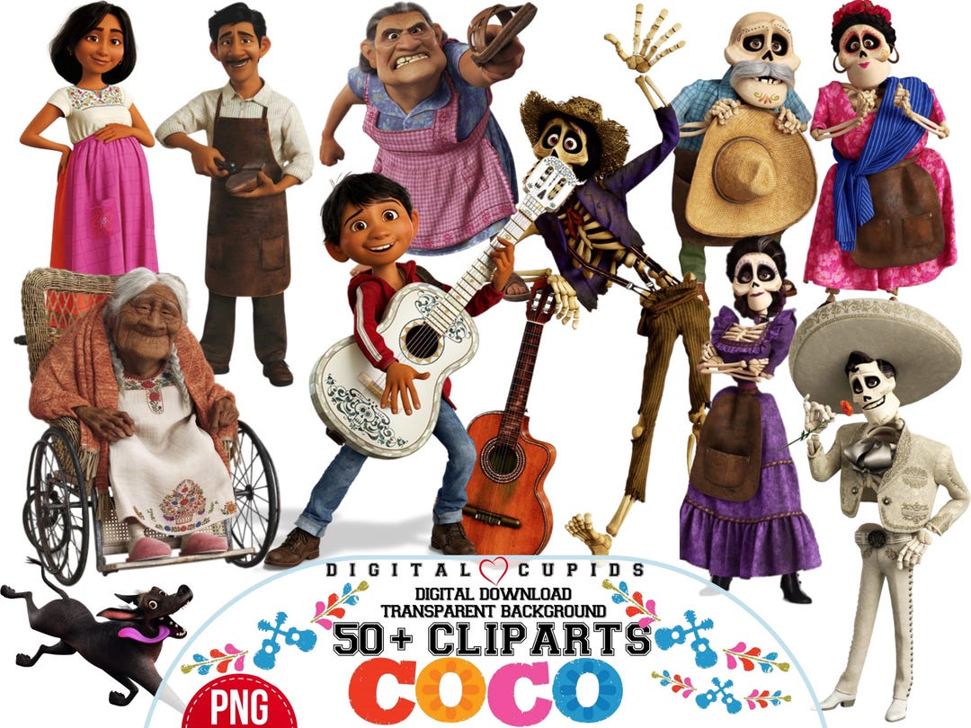 Coco Movie Clipart Collection: 55 PNG Graphics for Party Decor ...